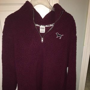 VS PINK Sherpa Boyfriend Quarter-Zip